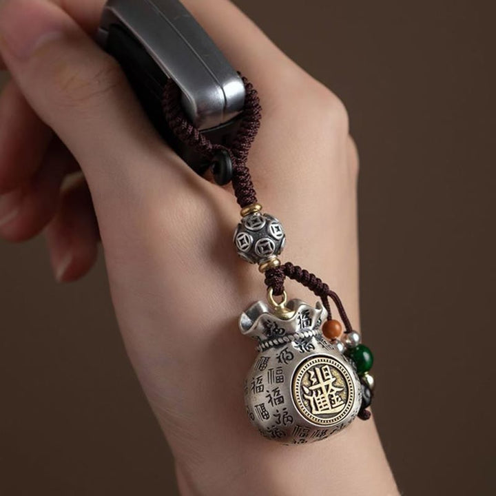 Buddha Stones Fu Character Money Bag Making Money Every Day Fortune Key Chain