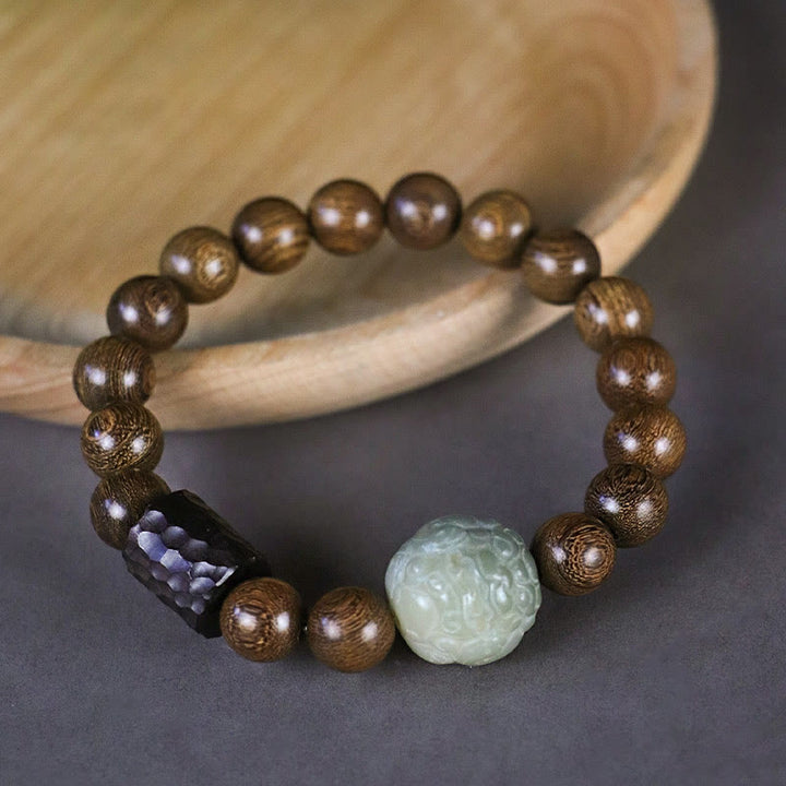 Buddha Stones Sandalwood Bodhi Seed PiXiu Ebony Wood Bead Healing Bracelet