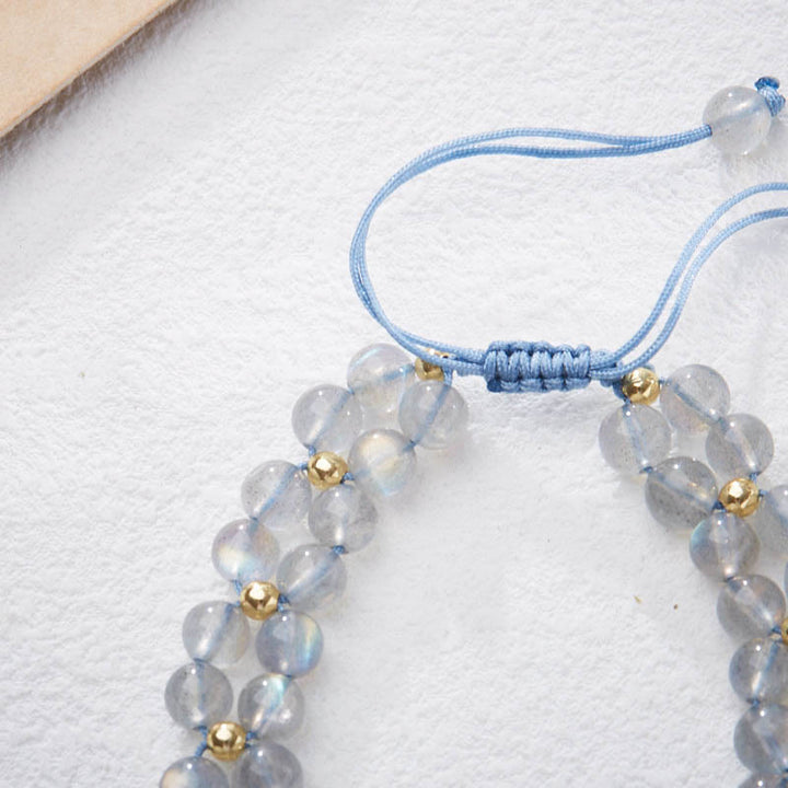 Buddha Stones Natural Moonstone Butterfly Bamboo Healing String Bracelet - image 4