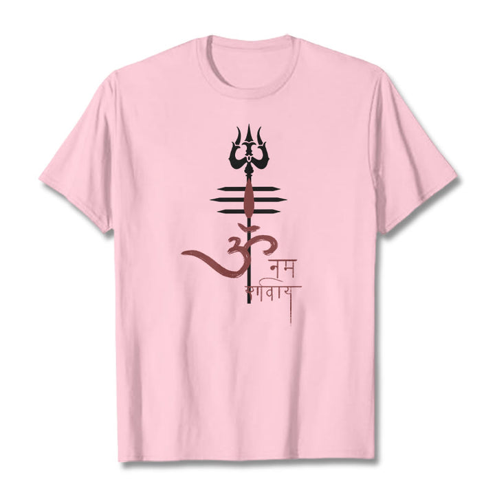 Buddha Stones OM NAMAH SHIVAYA Trident Cotton Tee T-shirt