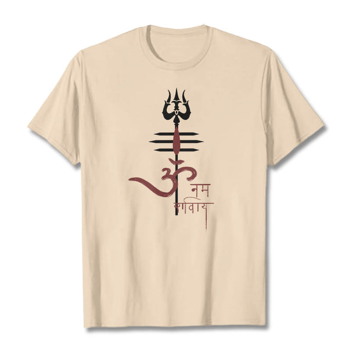 Buddha Stones OM NAMAH SHIVAYA Trident Cotton Tee T-shirt