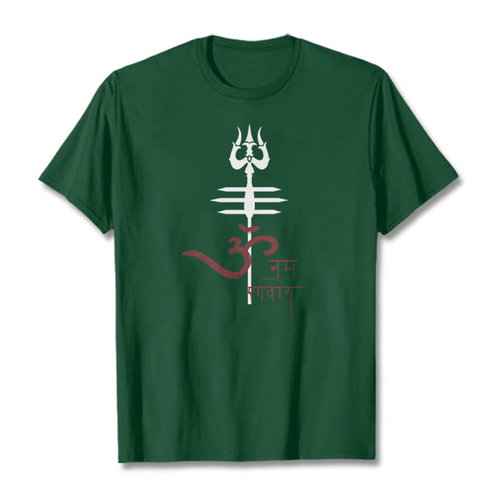 Buddha Stones OM NAMAH SHIVAYA Trident Cotton Tee T-shirt - ForestGreen - 2XL - image 8