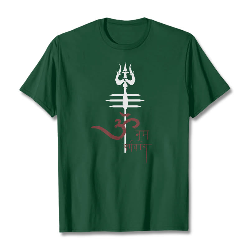 Buddha Stones OM NAMAH SHIVAYA Trident Cotton Tee T-shirt