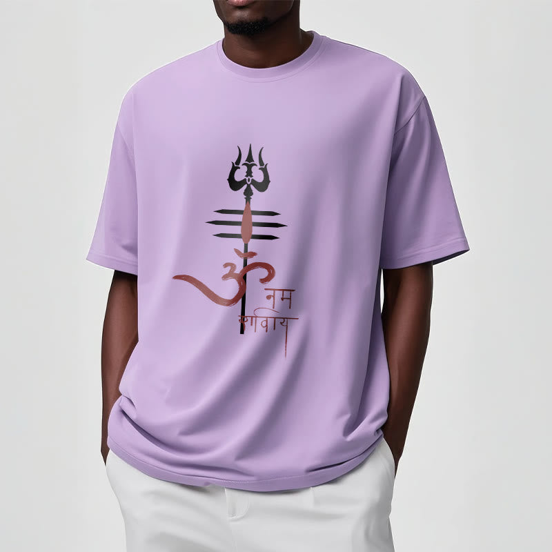 Buddha Stones OM NAMAH SHIVAYA Trident Cotton Tee T-shirt