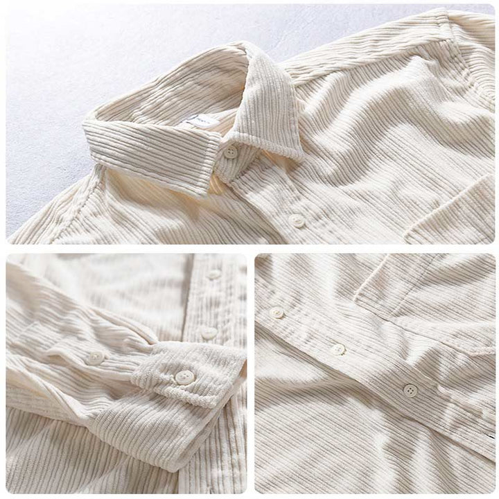 Buddha Stones Men's Long Sleeve Turn-down Collar With Pocket Corduroy Casual Shirt - image 11
