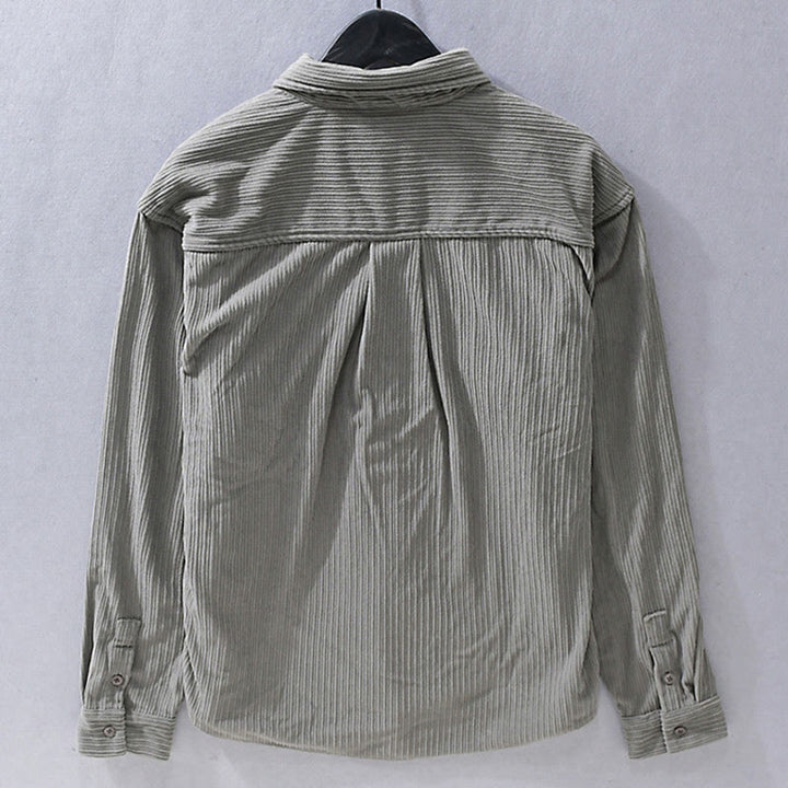 Buddha Stones Men's Long Sleeve Turn-down Collar With Pocket Corduroy Casual Shirt - image 7
