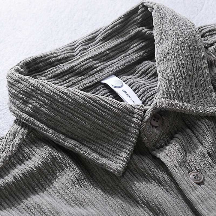 Buddha Stones Men's Long Sleeve Turn-down Collar With Pocket Corduroy Casual Shirt - image 9