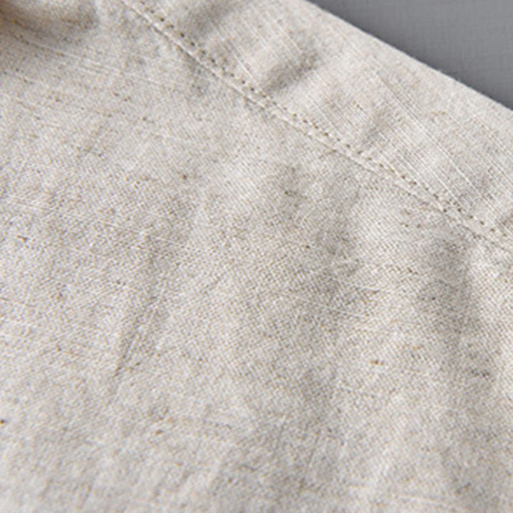 Buddha Stones Men's Long Sleeve Turn-down Collar With Pocket Pure Color Comfortable Cotton Shirt - image 6