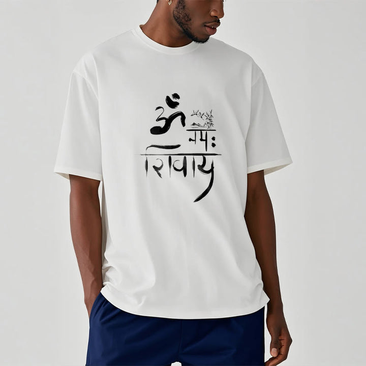 Buddha Stones OM NAMAH SHIVAYA Crane Bamboo Cotton Tee T-shirt