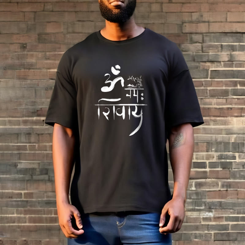 Buddha Stones OM NAMAH SHIVAYA Crane Bamboo Cotton Tee T-shirt