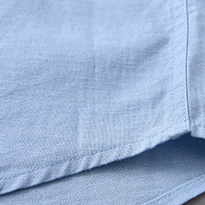 Buddha Stones Men's Long Sleeve Stand Collar With Pocket Pure Color Casual Cotton Linen Shirt - image 20