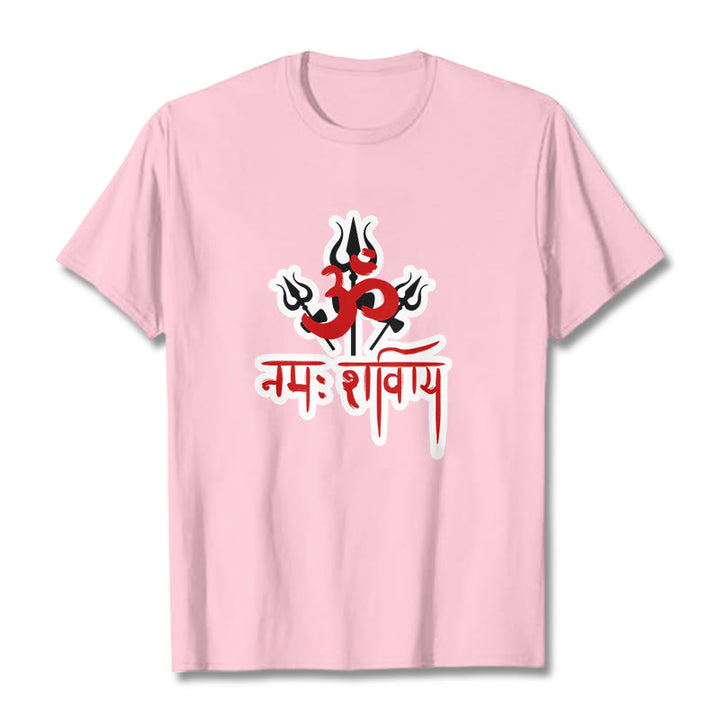 Buddha Stones OM NAMAH SHIVAYA Three Tridents Cotton Tee T-shirt - LightPink - 2XL - image 10