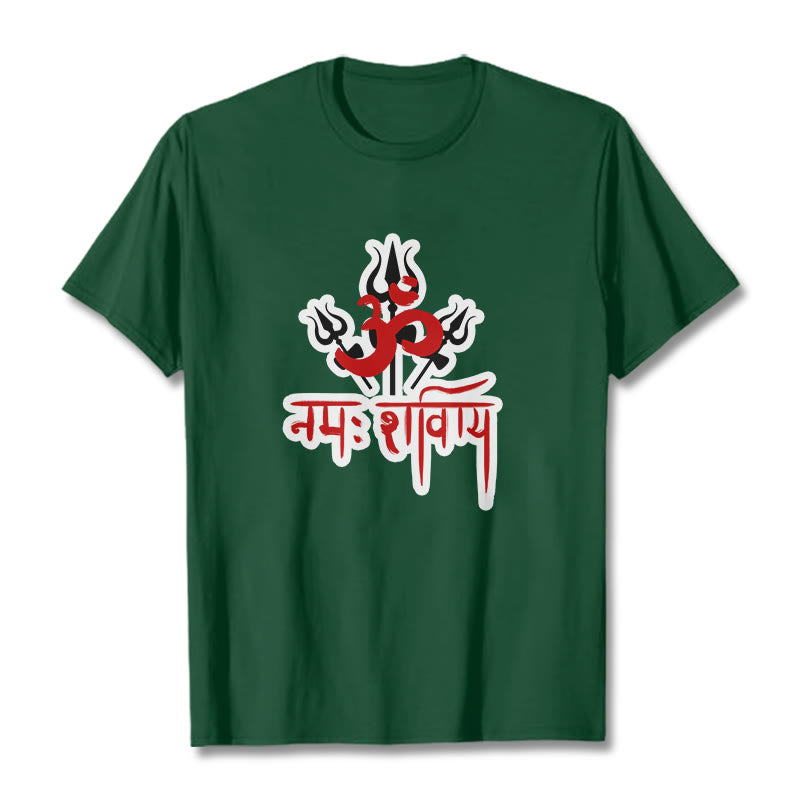 Buddha Stones OM NAMAH SHIVAYA Three Tridents Cotton Tee T-shirt