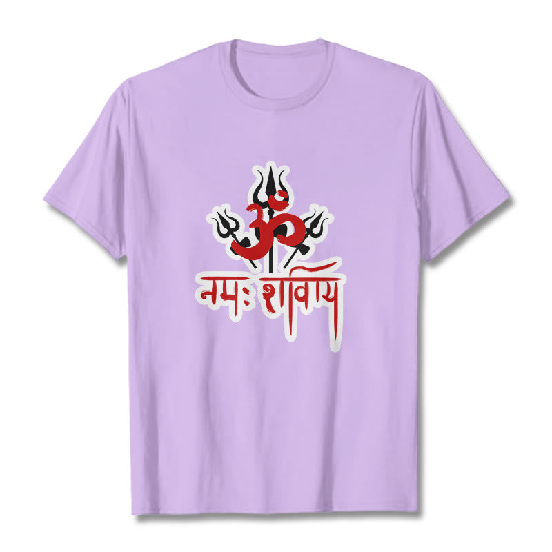 Buddha Stones OM NAMAH SHIVAYA Three Tridents Cotton Tee T-shirt