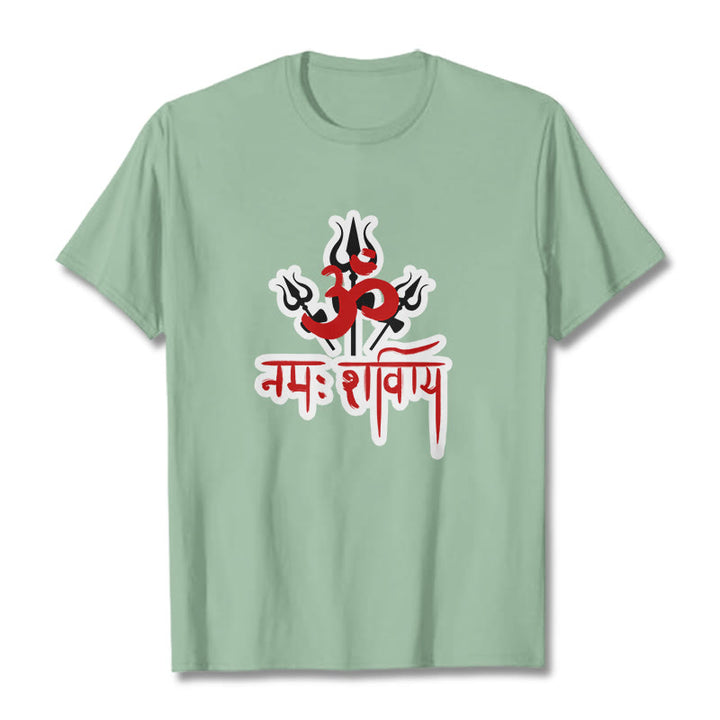 Buddha Stones OM NAMAH SHIVAYA Three Tridents Cotton Tee T-shirt