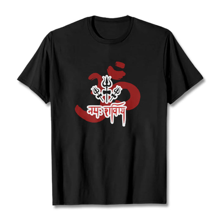 Buddha Stones OM NAMAH SHIVAYA Three Small Tridents Cotton Tee T-shirt - Black - 2XL - image 13