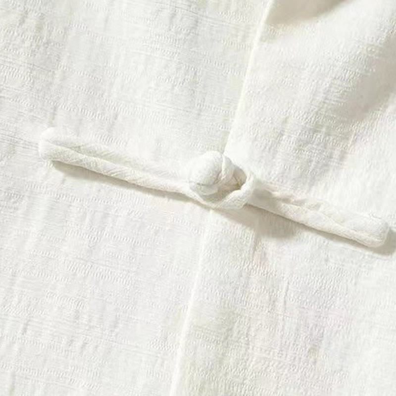 Buddha Stones Men's Tang Long Sleeve Shirt Frog Button With Pocket Stand Collar Comfort Linen Shirt - image 4