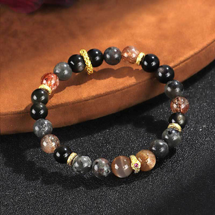 Buddha Stones Sun Stone Lava Rock Positive Bracelet