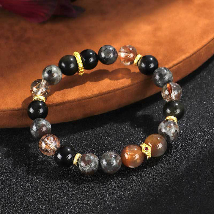 Buddha Stones Sun Stone Lava Rock Positive Bracelet