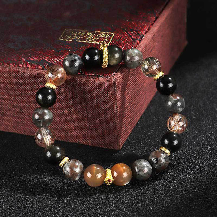 Buddha Stones Sun Stone Lava Rock Positive Bracelet