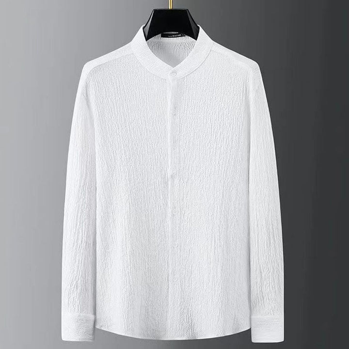 Buddha Stones Pure Color Long Sleeve Top Pants Clothing Men's Set - image 5