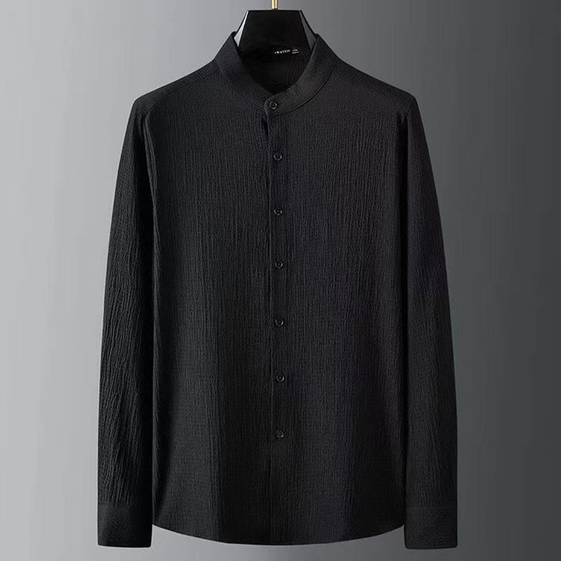 Buddha Stones Pure Color Long Sleeve Top Pants Clothing Men's Set - image 2