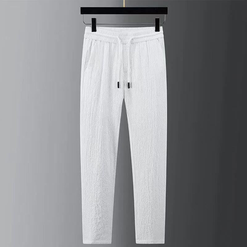 Buddha Stones Pure Color Long Sleeve Top Pants Clothing Men's Set - image 8