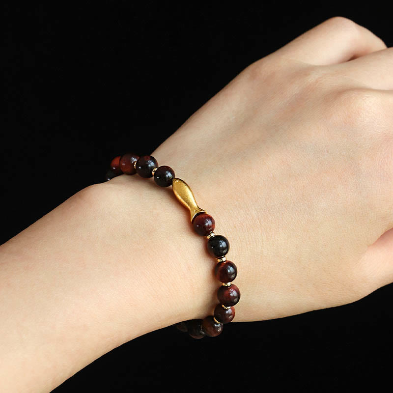 Buddha Stones Tiger Eye Koi Fish Courage Bracelet