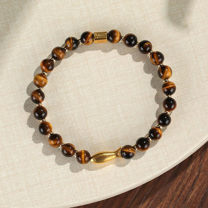 Buddha Stones Tiger Eye Koi Fish Courage Bracelet