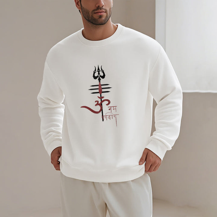 Buddha Stones OM NAMAH SHIVAYA Trident Fleece Lined Polyester Sweatshirt