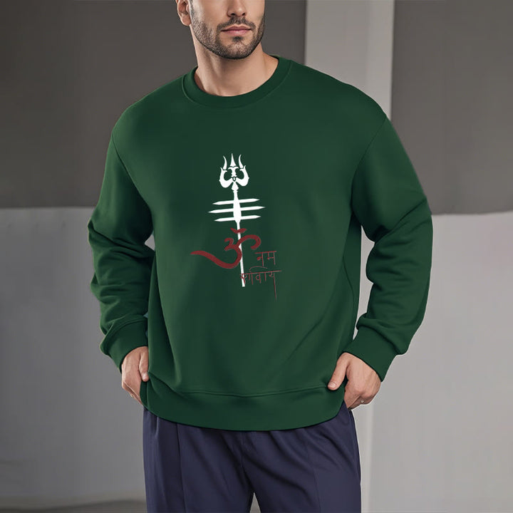 Buddha Stones OM NAMAH SHIVAYA Trident Fleece Lined Polyester Sweatshirt