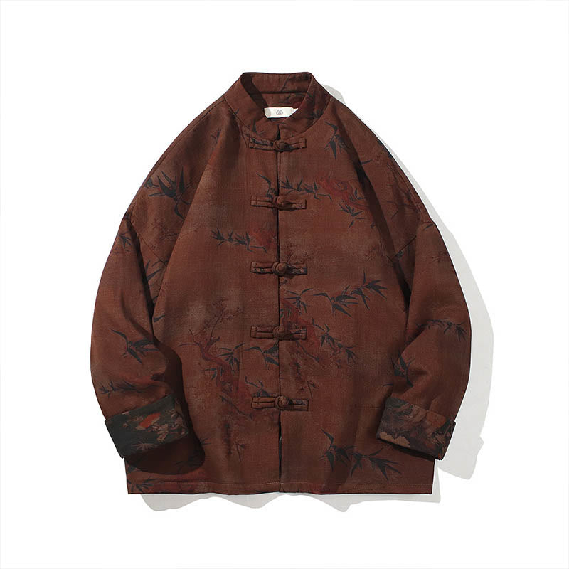 Buddha Stones Frog-Button Chinese Tang Suit Long Shirt Cotton Men Jacket Clothing - image 26