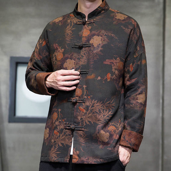 Buddha Stones Frog-Button Chinese Tang Suit Long Shirt Cotton Men Jacket Clothing - image 7