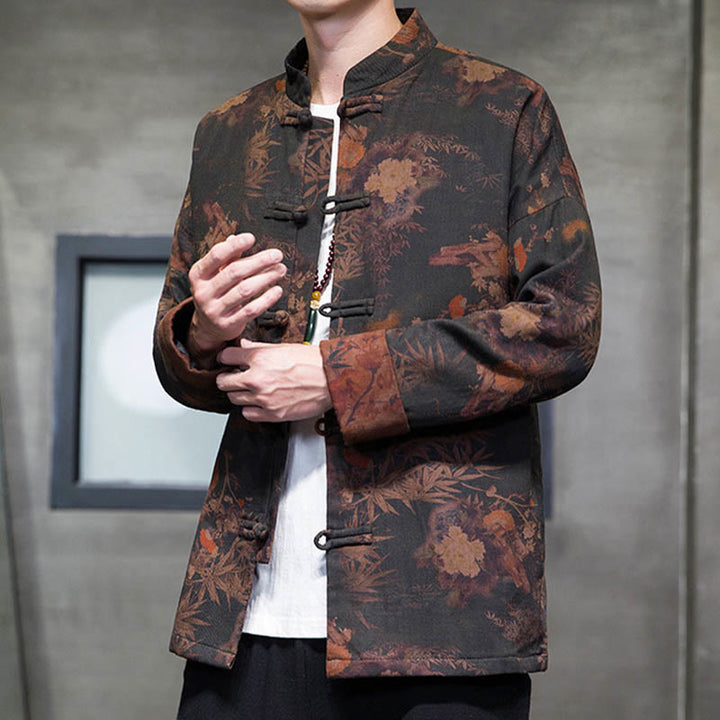 Buddha Stones Frog-Button Chinese Tang Suit Long Shirt Cotton Men Jacket Clothing - image 5
