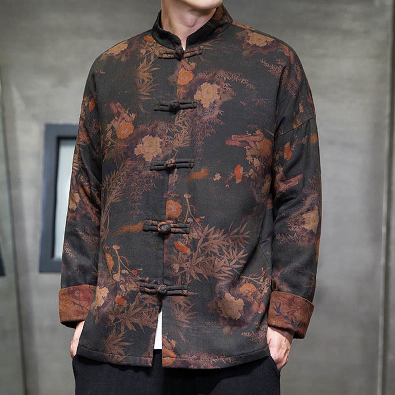 Buddha Stones Frog-Button Chinese Tang Suit Long Shirt Cotton Men Jacket Clothing - image 2