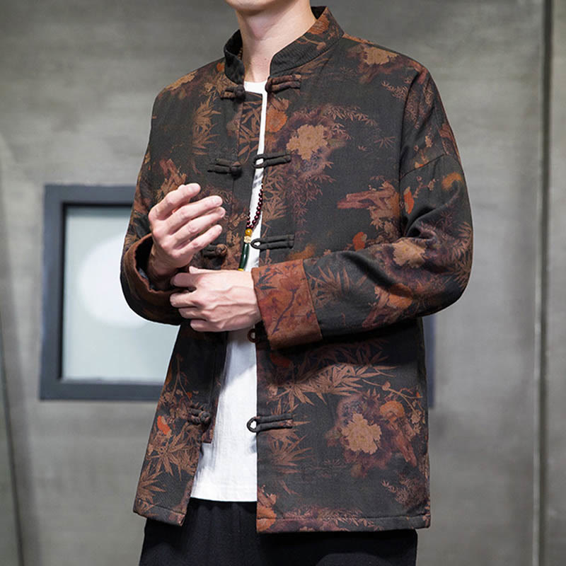 Buddha Stones Frog-Button Chinese Tang Suit Long Shirt Cotton Men Jacket Clothing - image 3