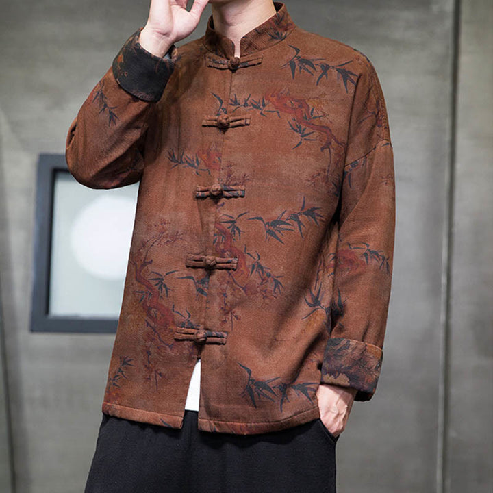 Buddha Stones Frog-Button Chinese Tang Suit Long Shirt Cotton Men Jacket Clothing - image 15