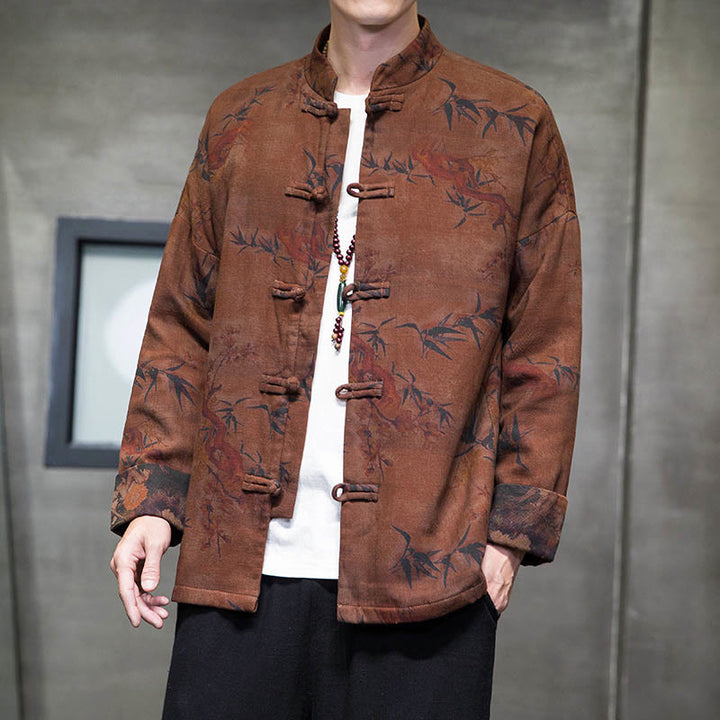 Buddha Stones Frog-Button Chinese Tang Suit Long Shirt Cotton Men Jacket Clothing - image 14