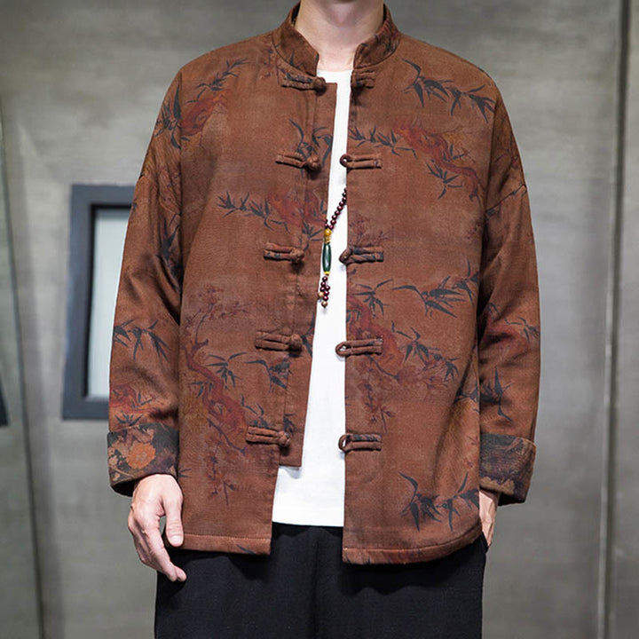 Buddha Stones Frog-Button Chinese Tang Suit Long Shirt Cotton Men Jacket Clothing - image 19