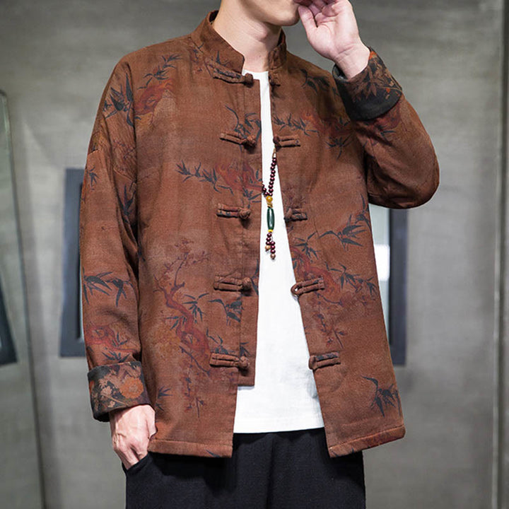 Buddha Stones Frog-Button Chinese Tang Suit Long Shirt Cotton Men Jacket Clothing - image 15