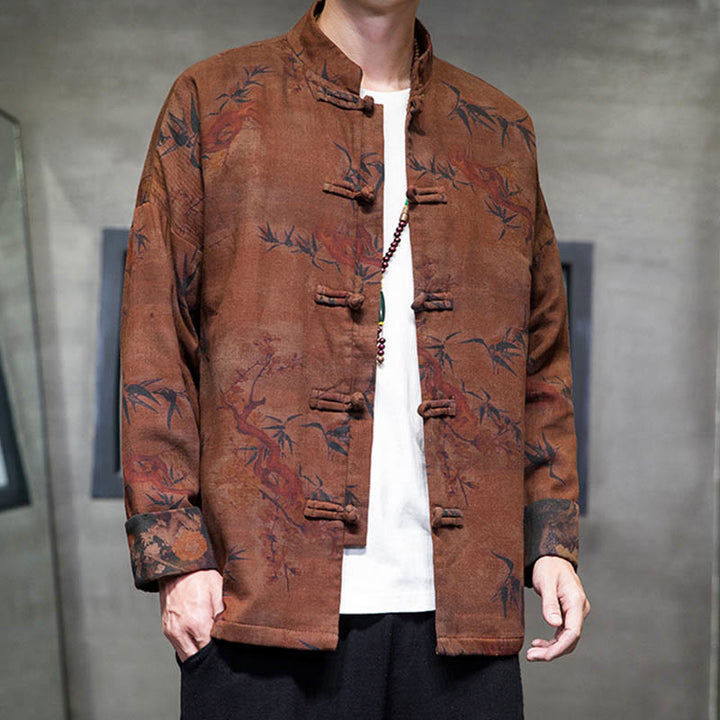 Buddha Stones Frog-Button Chinese Tang Suit Long Shirt Cotton Men Jacket Clothing - image 20