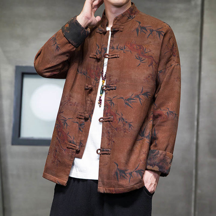 Buddha Stones Frog-Button Chinese Tang Suit Long Shirt Cotton Men Jacket Clothing - image 12