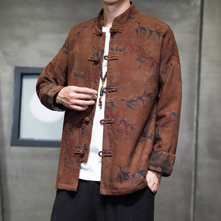 Buddha Stones Frog-Button Chinese Tang Suit Long Shirt Cotton Men Jacket Clothing - image 18