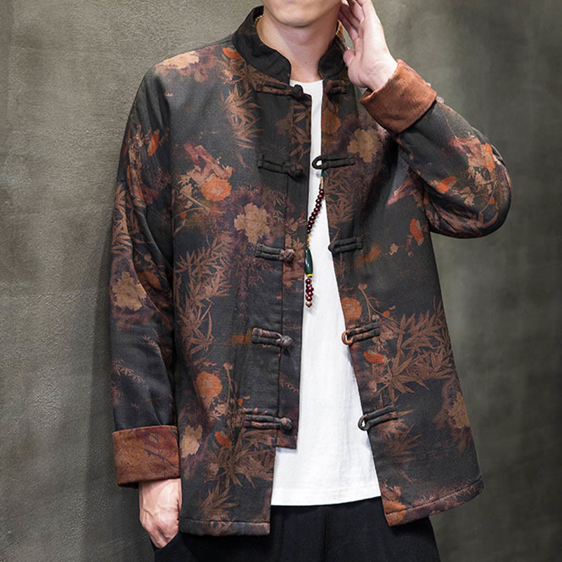 Buddha Stones Frog-Button Chinese Tang Suit Long Shirt Cotton Men Jacket Clothing - image 6