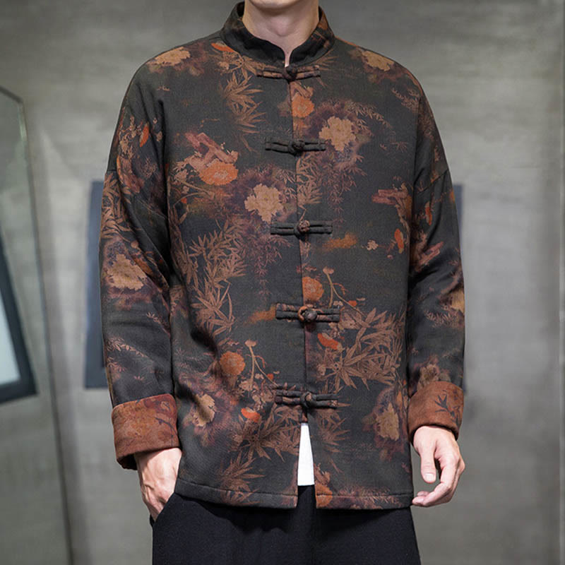 Buddha Stones Frog-Button Chinese Tang Suit Long Shirt Cotton Men Jacket Clothing - image 10