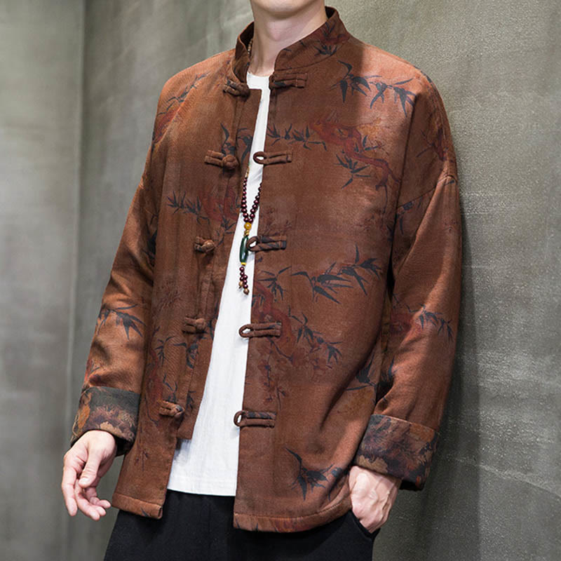 Buddha Stones Frog-Button Chinese Tang Suit Long Shirt Cotton Men Jacket Clothing - image 16