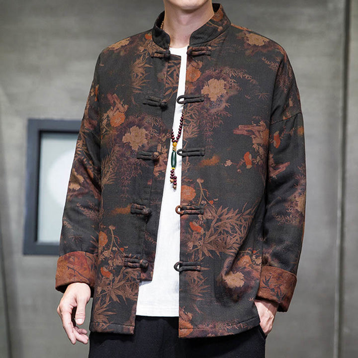Buddha Stones Frog-Button Chinese Tang Suit Long Shirt Cotton Men Jacket Clothing - image 8
