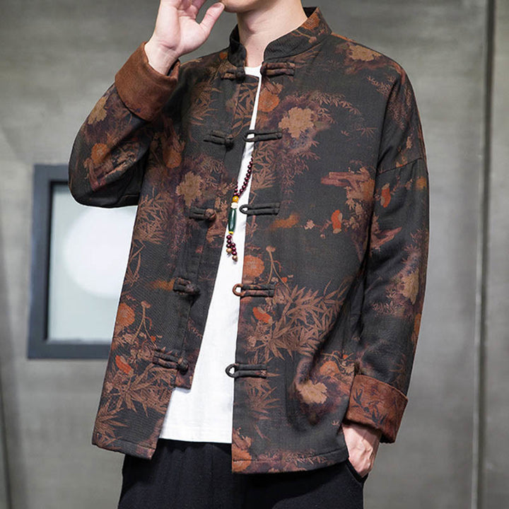 Buddha Stones Frog-Button Chinese Tang Suit Long Shirt Cotton Men Jacket Clothing - image 9