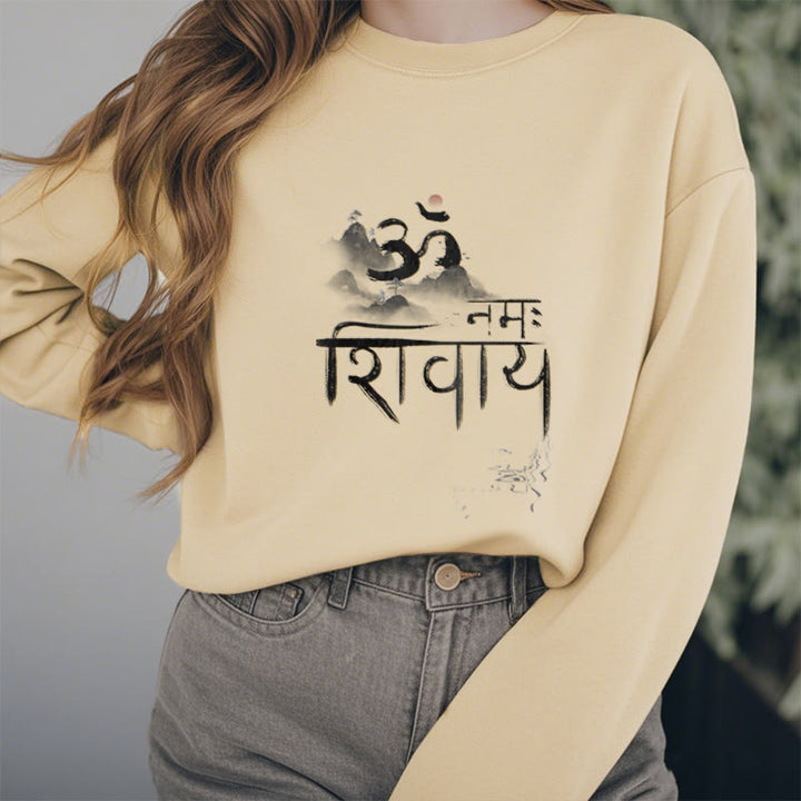 Buddha Stones OM NAMAH SHIVAYA Mountain Fleece Lined Polyester Sweatshirt