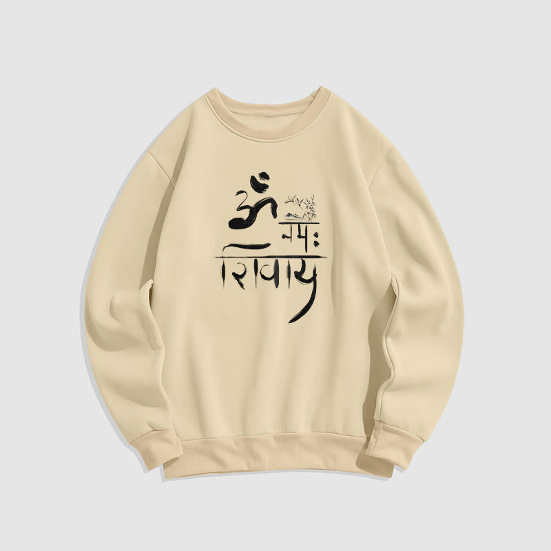 Buddha Stones OM NAMAH SHIVAYA Crane Bamboo Fleece Lined Polyester Sweatshirt